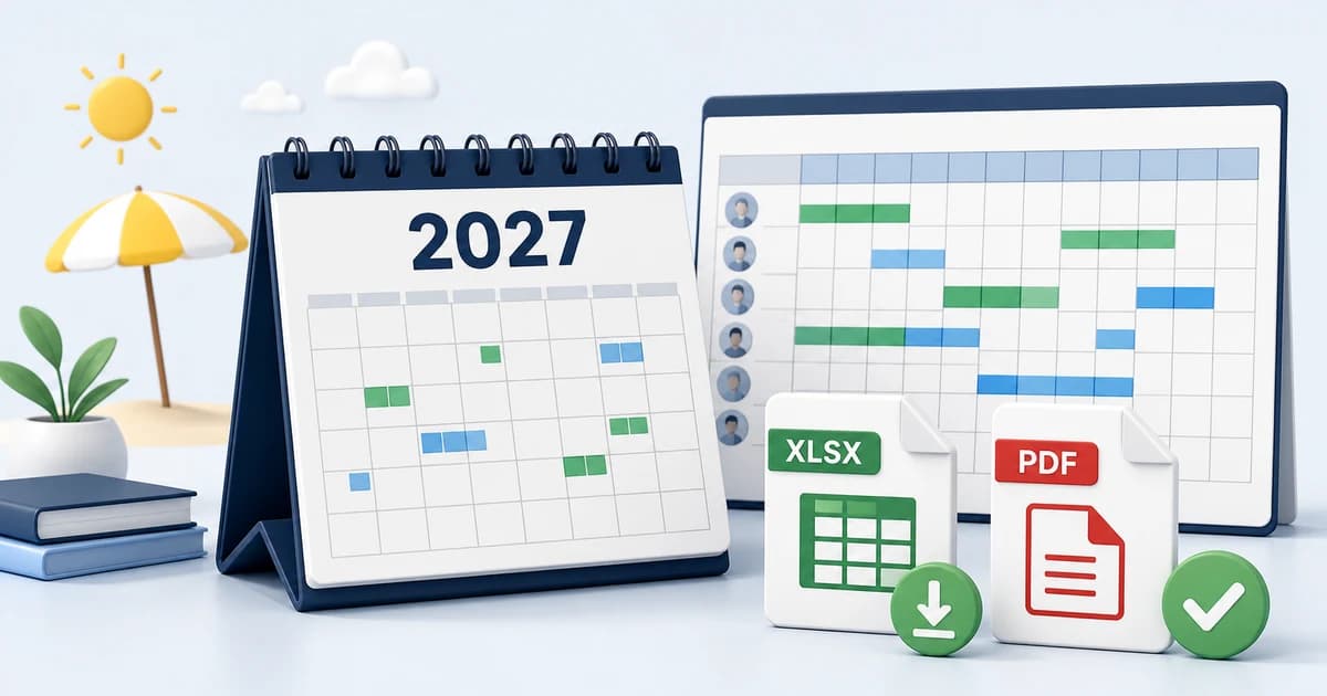 Roczny plan urlopów 2027 — wzór Excel i PDF
